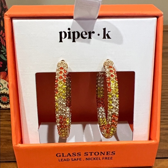 Piper K | Candy Corn Inspired Hoop Earrings - Picture 1 of 8